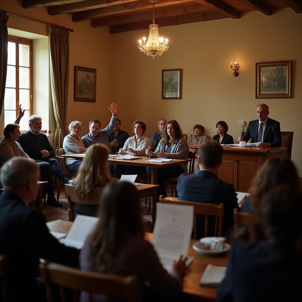 Homeowners voting at a community general assembly