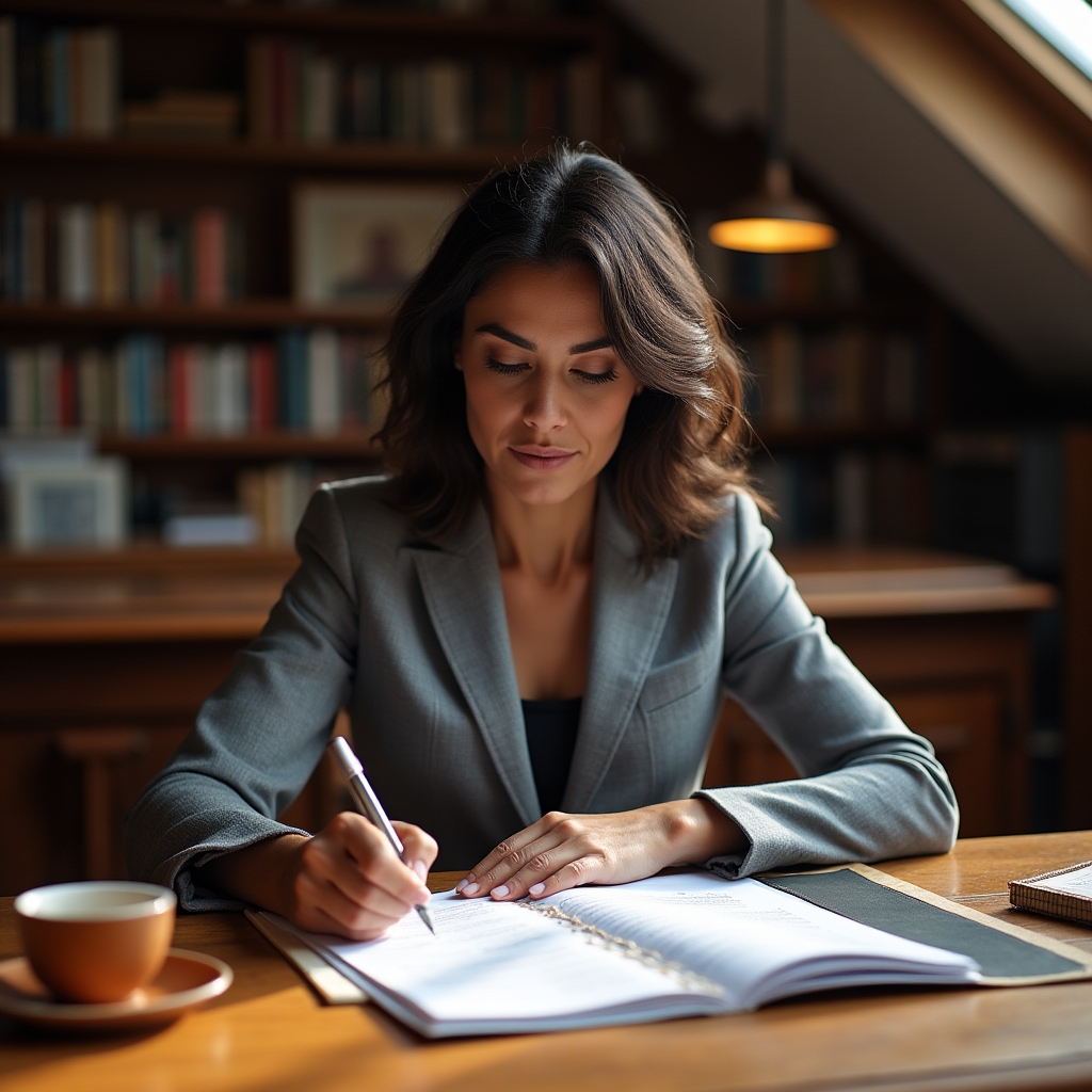 Person reading LPH guide documents at wooden desk